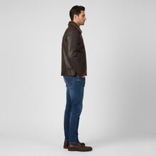Load image into Gallery viewer, Men’s Leather Trench Coat – Mid-Length Winter Jacket