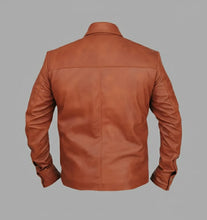 Laden Sie das Bild in den Galerie-Viewer, Klassische Slim-Fit-Leder-Truckerjacke für Herren
