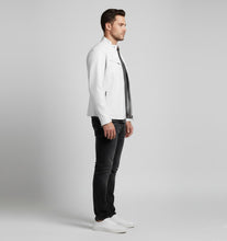 Laden Sie das Bild in den Galerie-Viewer, Signature Bikerjacke aus alabasterweißem Leder – schmale Passform