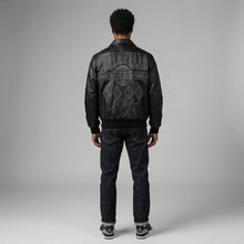 Laden Sie das Bild in den Galerie-Viewer, Bestickte schwarze Lederjacke für Herren – Pelle Style Street Edition