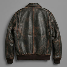 Laden Sie das Bild in den Galerie-Viewer, Men’s Brown A2 Aviator Leather Bomber Jacket – Military Pilot Flight Coat