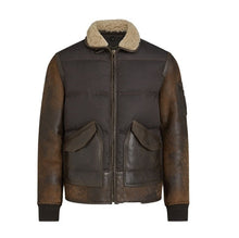 Laden Sie das Bild in den Galerie-Viewer, Herren B3 Vintage Braune Shearling Lederjacke