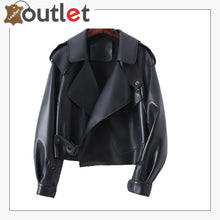 Load image into Gallery viewer, Black Leather Jacket Womens Fashion