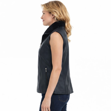 Laden Sie das Bild in den Galerie-Viewer, Women's Black Shearling Vest