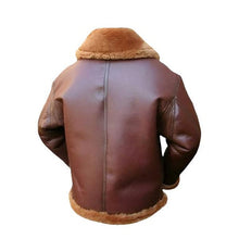 Laden Sie das Bild in den Galerie-Viewer, Klassische braune Lederbomberjacke