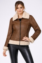 Load image into Gallery viewer, Women's Brown B3 Shearling Bomber Jacket