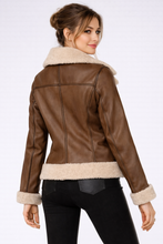 Load image into Gallery viewer, Women's Brown B3 Shearling Bomber Jacket