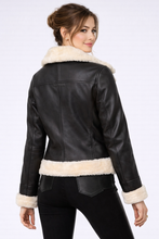Load image into Gallery viewer, Women's Cropped Shearling Leather Jacket