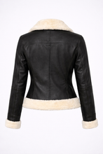 Load image into Gallery viewer, Women's Cropped Shearling Leather Jacket