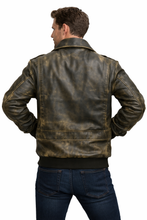 Load image into Gallery viewer, Men’s Antique Distressed Leather Pilot Jacket – Vintage Flight Bomber