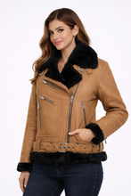 Laden Sie das Bild in den Galerie-Viewer, Damen Moya Aviator Lederjacke Braun