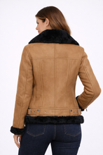 Laden Sie das Bild in den Galerie-Viewer, Damen Moya Aviator Lederjacke Braun