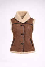 Laden Sie das Bild in den Galerie-Viewer, Damenweste aus braunem Isabel Marant Alime Shearling-Leder