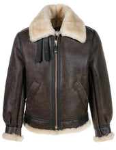 Laden Sie das Bild in den Galerie-Viewer, Klassische B-3 Lammfell-Lederbomberjacke – Premium Fliegerstil