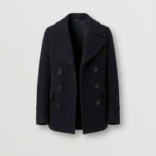 Load image into Gallery viewer, Men’s Dark Blue Wool Navy Peacoat – Classic Double Breasted Winter Coat