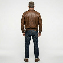 Laden Sie das Bild in den Galerie-Viewer, Men’s 100 Mission A-2 Pilot Leather Jacket – Classic Aviation Bomber Coat