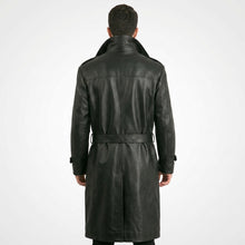 Laden Sie das Bild in den Galerie-Viewer, Men’s Genuine Leather Trench Coat – Classic Long Leather Overcoat