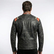 Laden Sie das Bild in den Galerie-Viewer, Men's Vintage Distressed Cafe Racer Leather Jacket