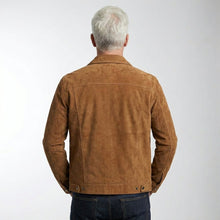 Laden Sie das Bild in den Galerie-Viewer, Men’s Heritage Suede Cowboy Jacket – Western Style Leather Trucker Coat