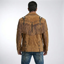 Laden Sie das Bild in den Galerie-Viewer, Men’s Brown Nubuck Leather Jacket – Classic Vintage cowboy jacket