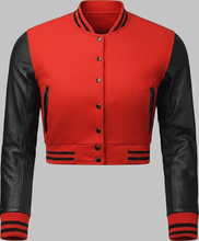 Laden Sie das Bild in den Galerie-Viewer, Damen Collegejacke Rot & Schwarz