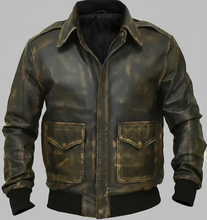 Load image into Gallery viewer, Men’s Antique Distressed Leather Pilot Jacket – Vintage Flight Bomber