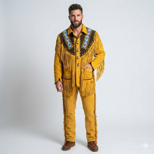 Laden Sie das Bild in den Galerie-Viewer, Authentic Men's Native American Western Leather Jacket