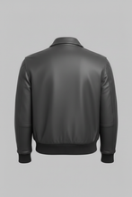 Load image into Gallery viewer, Metropolitan Charcoal Grey Leather Flight Bomber Jacket – Aviator Style