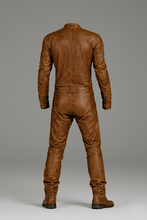Laden Sie das Bild in den Galerie-Viewer, Herren Brauner Leder-Rennoverall – Vintage Biker Motorradanzug
