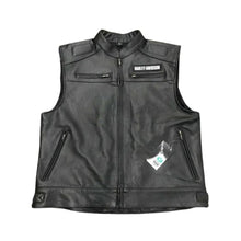 Laden Sie das Bild in den Galerie-Viewer, H-Davidson Men's Black Biker Real Leather Vest Leather Outlet