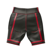 Laden Sie das Bild in den Galerie-Viewer, Handmade Sheep Leather Men Shorts With Red Stripes Leather Outlet