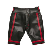 Laden Sie das Bild in den Galerie-Viewer, Handmade Sheep Leather Men Shorts With Red Stripes Leather Outlet