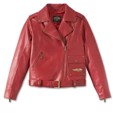 Laden Sie das Bild in den Galerie-Viewer, Harley-Davidson Damen 120-jähriges Jubiläum Klassische Biker-Lederjacke