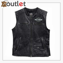 Laden Sie das Bild in den Galerie-Viewer, Harley Davidson Motorradweste Knuckle aus gealtertem Leder für Herren