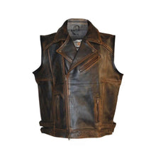 Laden Sie das Bild in den Galerie-Viewer, Harley Davidson Men's Biker Café Racer Leather Vest Leather Outlet