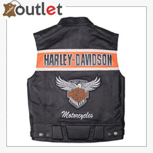 Laden Sie das Bild in den Galerie-Viewer, Harley Davidson Men's Genuine Motorcycle Black Leather Vest Leather Outlet