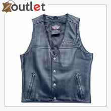 Load image into Gallery viewer, Harley Davidson Mens Elements Black Eagle Leather Vest