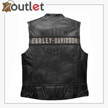 Laden Sie das Bild in den Galerie-Viewer, Harley Davidson Herren Lederweste "Passing Link" mit Stickerei