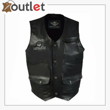 Load image into Gallery viewer, Harley Davidson Mens Vest Motorcycle Cowhide Premium Leather