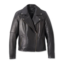 Laden Sie das Bild in den Galerie-Viewer, Harley Davidson Damen Klassische Schwarze Biker-Lederjacke