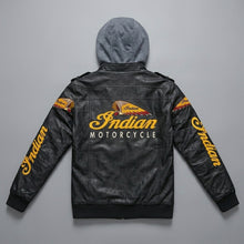 Laden Sie das Bild in den Galerie-Viewer, Leder-Bikerjacke für Herren – Bestickter Stern & Heritage-Schriftzug im Moto-Stil