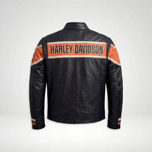 Laden Sie das Bild in den Galerie-Viewer, Herren-Lederjacke im Harley-Stil, schwarz, im Used-Look – Vintage Heritage Edition