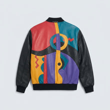 Load image into Gallery viewer, Men’s Artistic Plush Leather Jacket – Picasso-Inspired Statement Edition