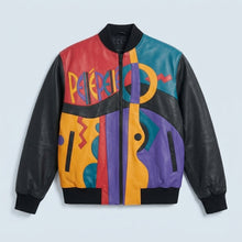 Load image into Gallery viewer, Men’s Artistic Plush Leather Jacket – Picasso-Inspired Statement Edition