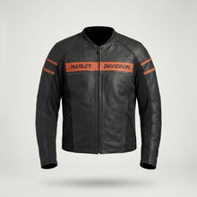 Laden Sie das Bild in den Galerie-Viewer, Brawler Leder Motorradjacke für Herren – Harley-Stil schwarze Bikerjacke