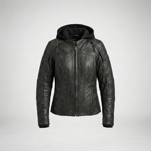 Laden Sie das Bild in den Galerie-Viewer, Damen Aurora Harley Davidson Echtlederjacke – Schmale Passform Moto-Stil