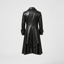 Laden Sie das Bild in den Galerie-Viewer, Herren schwarzer Steampunk Gothic Ledersmoking – Viktorianischer langer Mantel