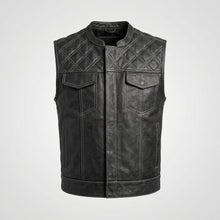 Load image into Gallery viewer, Men’s Black Embroidered Leather Vest – Pelle Pelle Urban Edition