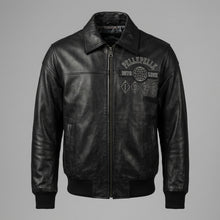 Laden Sie das Bild in den Galerie-Viewer, Bestickte schwarze Lederjacke für Herren – Pelle Style Street Edition