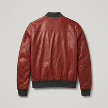 Laden Sie das Bild in den Galerie-Viewer, Men’s Red Lambskin Leather Bomber Jacket – Premium Fashion Casual Coat